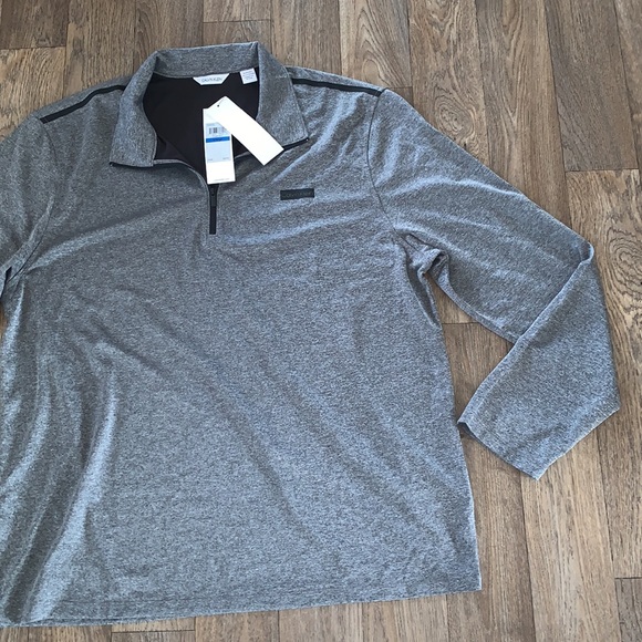 Calvin Klein Mens XLarge Grey/Black Thin, Collared Long Sleeve Shirt NWT - Picture 4 of 11